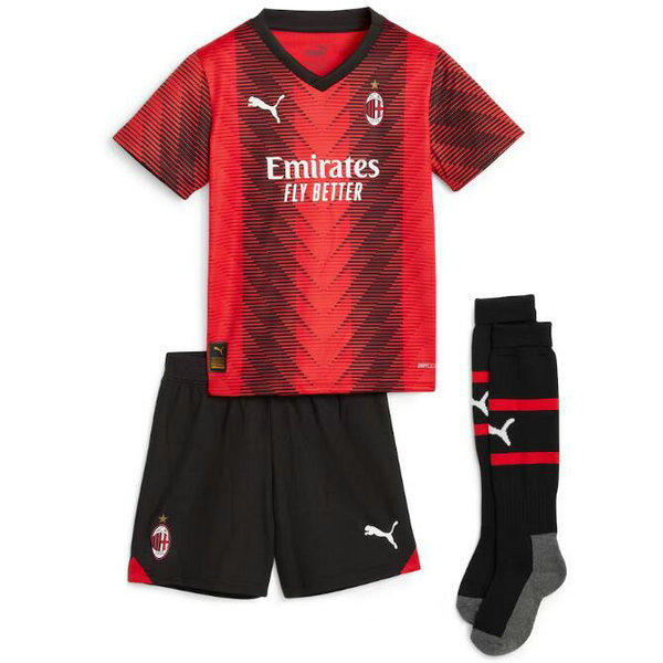 Camiseta AC Milan Ninos Primera Equipacion 2024 con calcetines
