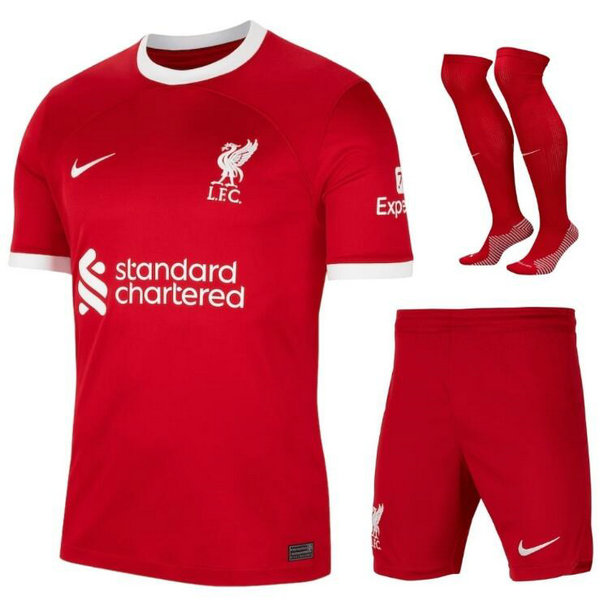 Camiseta Liverpool Ninos Primera Equipacion 2024 con calcetines