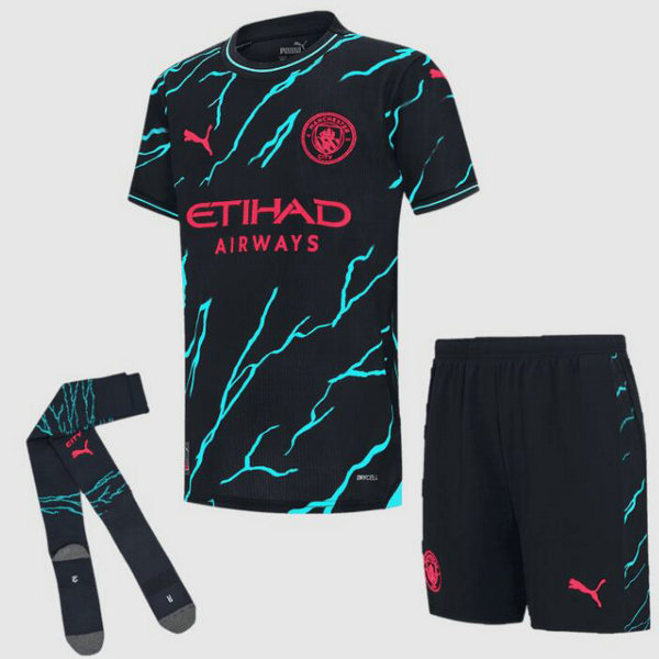 Camiseta Manchester City Ninos Tercera Equipacion 2024 con calcetines