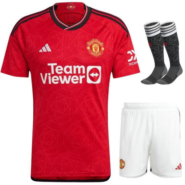 Camiseta Manchester United Ninos Primera Equipacion 2024 con calcetines